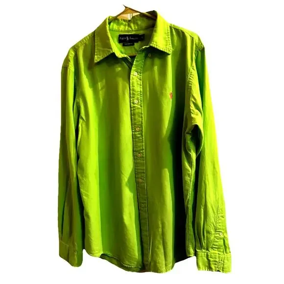 Ralph Lauren | Shirts | Ralph Lauren Mens Button Down Shirt Lime Green Sz  Xl Cotton Beach Resort Casual | Poshmark